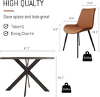 Zerifevni 47" Round Dining Table Set, Mid Century Modern Round Dining Table for 4-6 Person, Steel Legs, Leisure Coffee Table for Kitchen Dining Room, Save Space