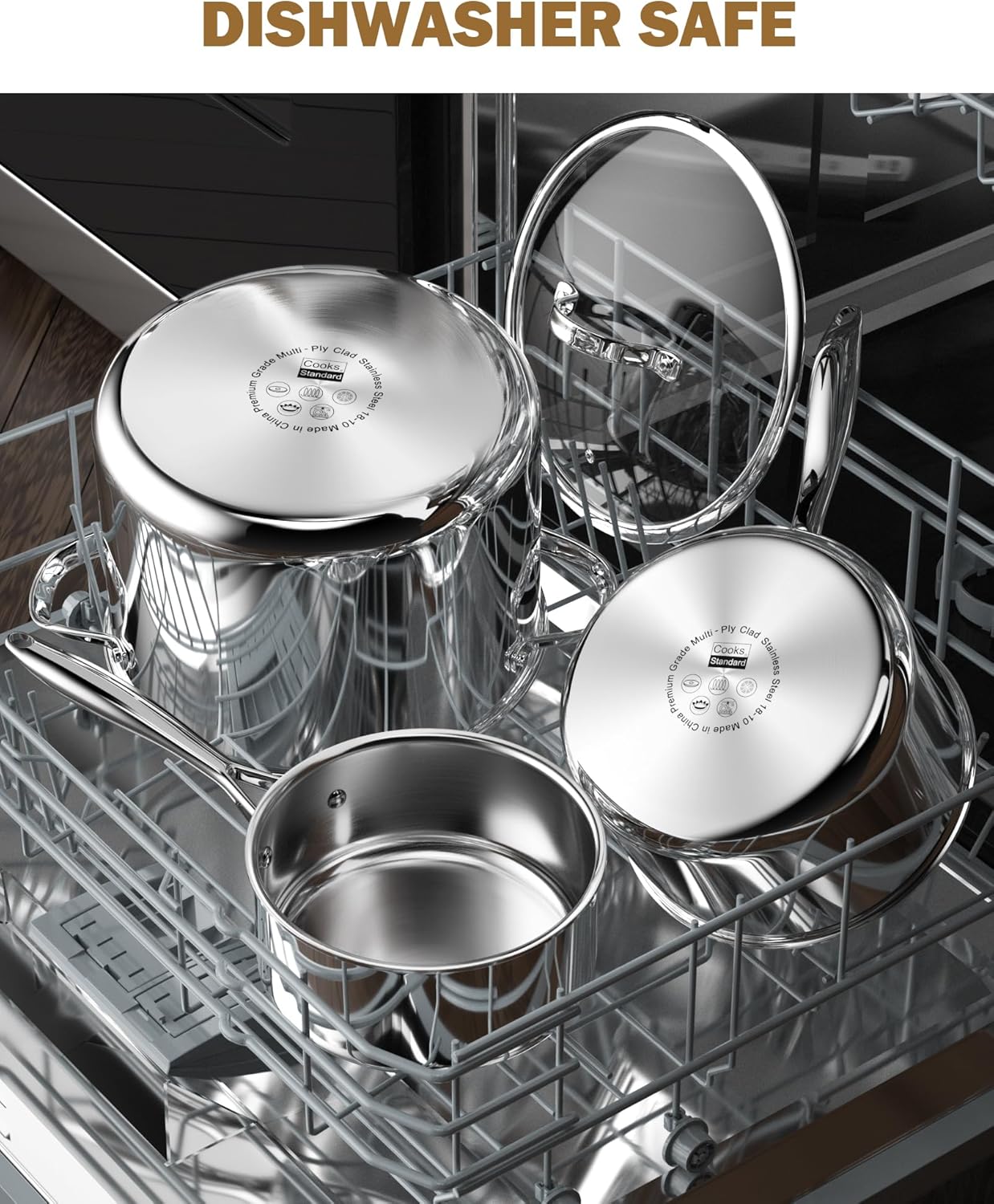 Cooks Standard Stainless Steel Saucepan with Lid, Multi-Ply Clad Sauce Pot 1.5-Quart, Silver
