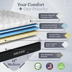 Sven & Son Platinum Adjustable Bed Base Frame + 12 inch Memory Foam Matt (Medium), Lumbar Support, Head-Pillow-Tilt, Massage, Under-Bed Lights, USB - Twin XL