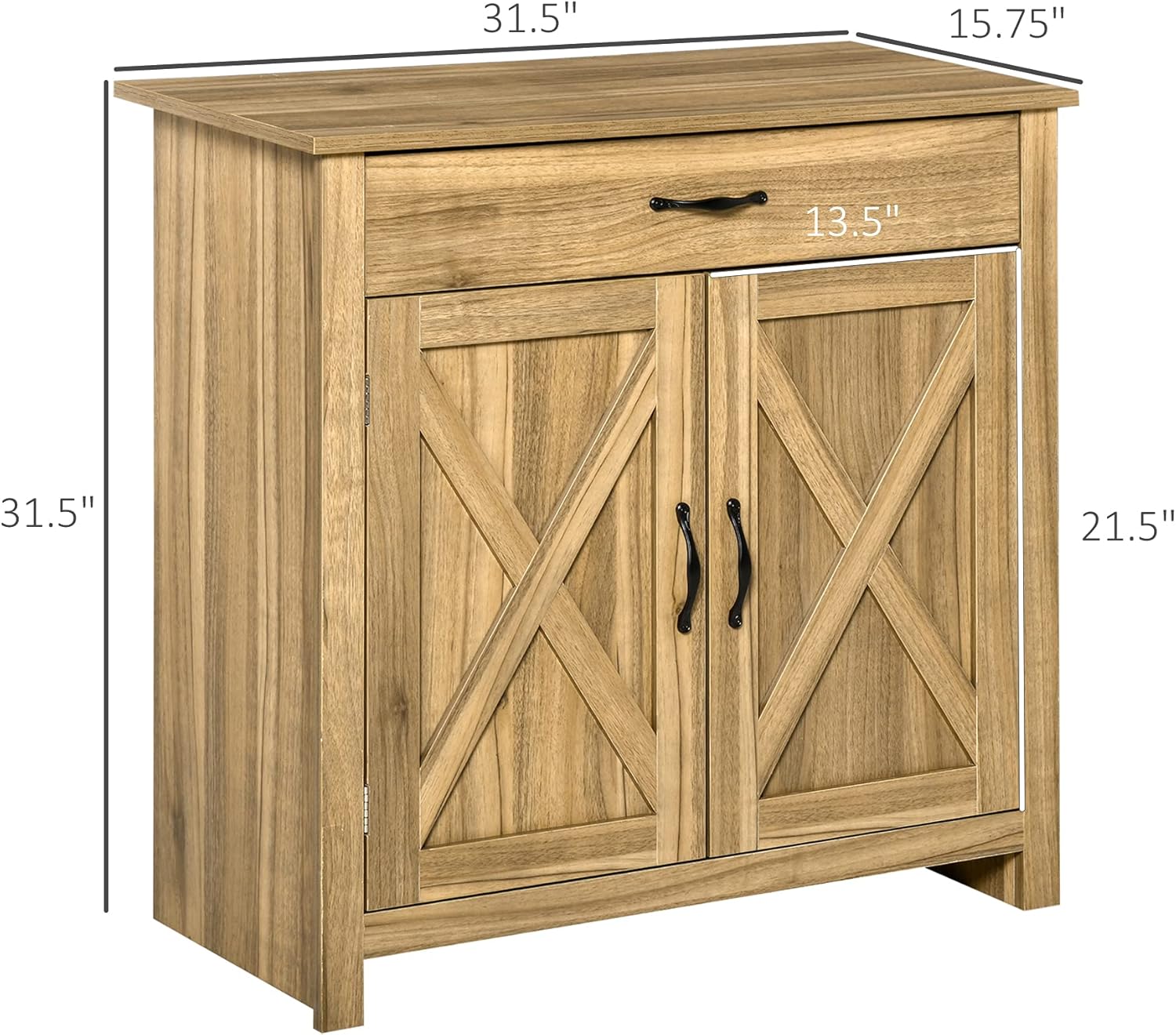 HOMCOM Farmhouse Sideboard Buffet Cabinet, Barn Door Coffee Bar Cabinet with Drawer and Adjustable Shelf for Kitchen, Living Room, Entryway, Natural Wood Effect