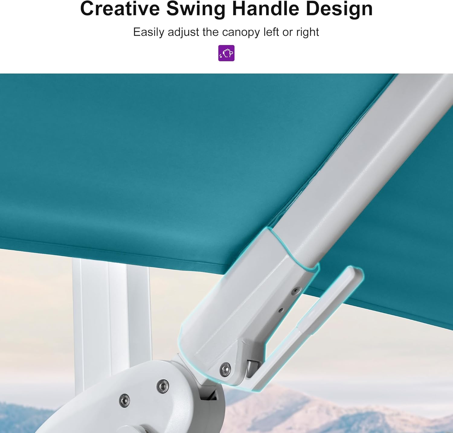 PURPLE LEAF 8' X 11.5' Right-left Tilt Patio Umbrella Swivel White Cantilever Umbrella with Tilt Aluminum Outdoor Umbrella with 360° Rotation for Deck Pool Garden, Turquoise