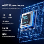 GEEKOM GT1 Mega AI Mini PC  with Intel 14th Gen Core Ultra 9 185H | 32GB DDR5 1TB NVMe SSD | Intel Arc Graphics | Dual 2.5G LAN & WiFi 7 | 8K Quad Display | Windows 11 Pro | 3-Year Warranty | SD Solt