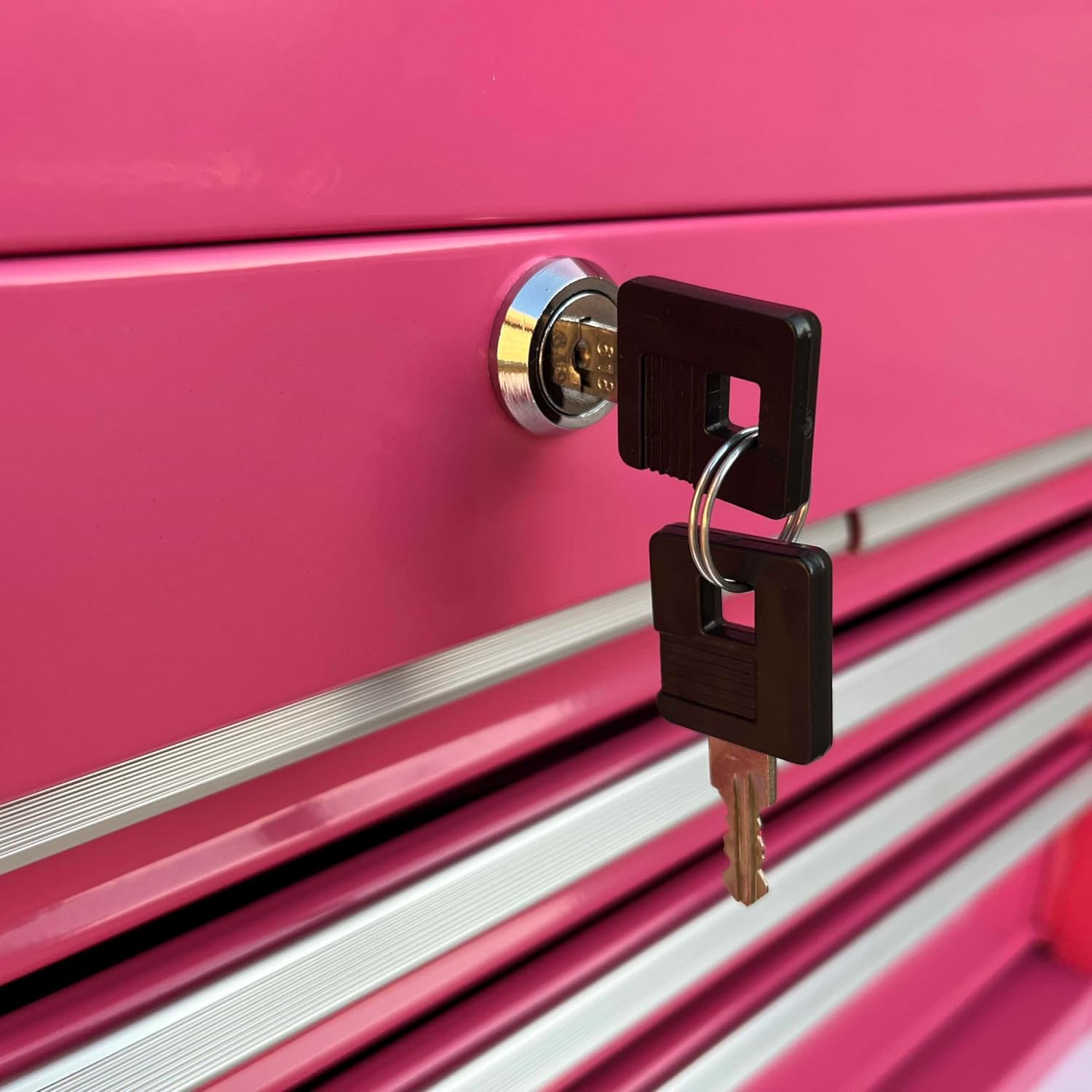 Workington Portable Metal Tool Chest with 6 Drawers, 24" 6-Drawer Tool Chest Cabinet with Ball Bearing Drawer Slides, Steel Tool Storage Box Organizer 4005 Pink