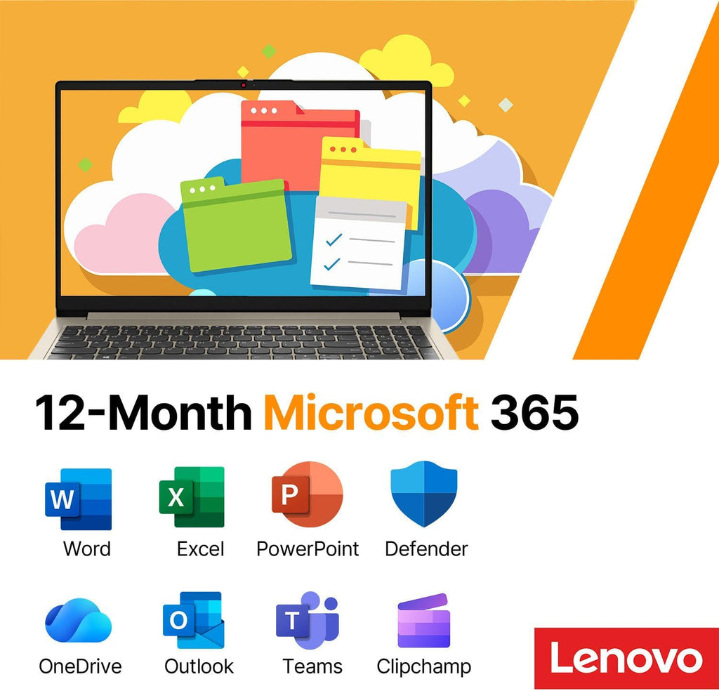 Lenovo IdeaPad 15.6" Business Laptop • Microsoft Office 365 • 1.1TB Storage • DDR4 • Intel Dual core • 1TB Cloud and 128GB SSD • WiFi 6 • Copilot AI • HDMI • Windows 11 no Mouse • Essential Laptop