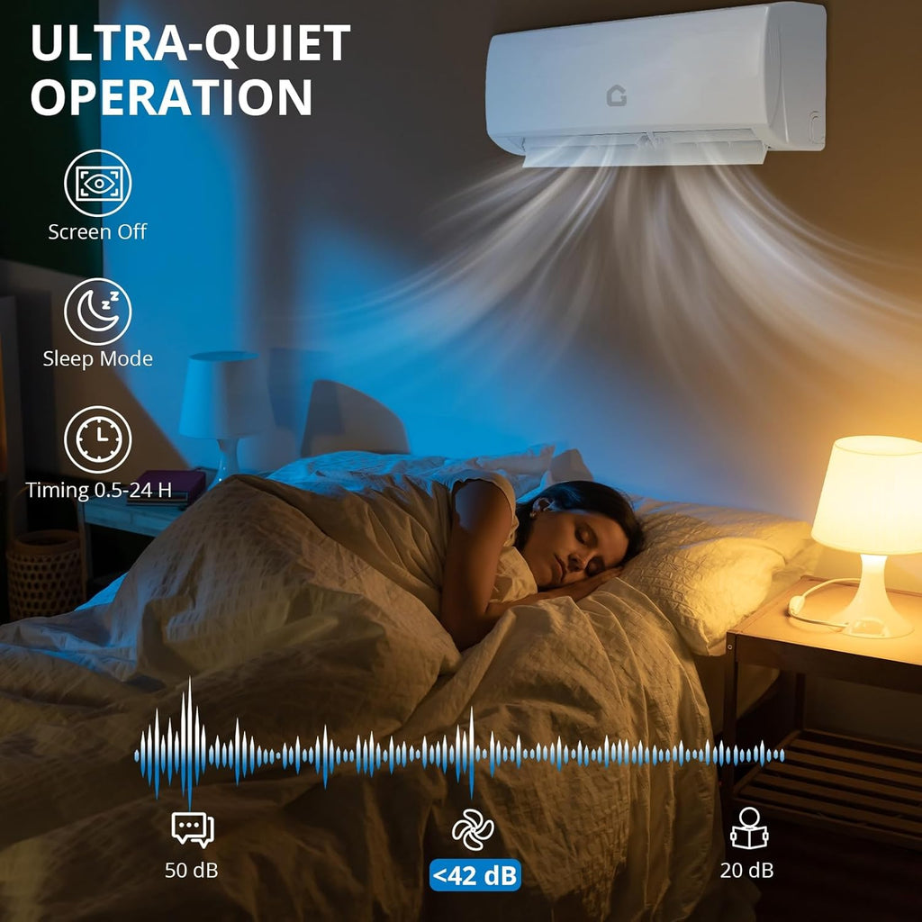 Garvee 11500 BTU Mini Split AC/Heating System, 115V WIFI Enabled Energy Efficient Mini Split Unit,Wall-Mounted Split Air Conditioner,Cools Up to 750 Sq.Ft, Heat Pump & Installation Kits