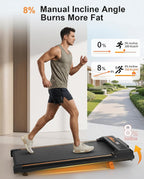 Walking Pad Treadmill with 8% Incline, 2.5HP Quiet Motor, 300 lbs Capacity, Under Desk Treadmill with Remote & LED Display, 0.5–4 MPH, Portable Treadmill for Home, Apartment & Office