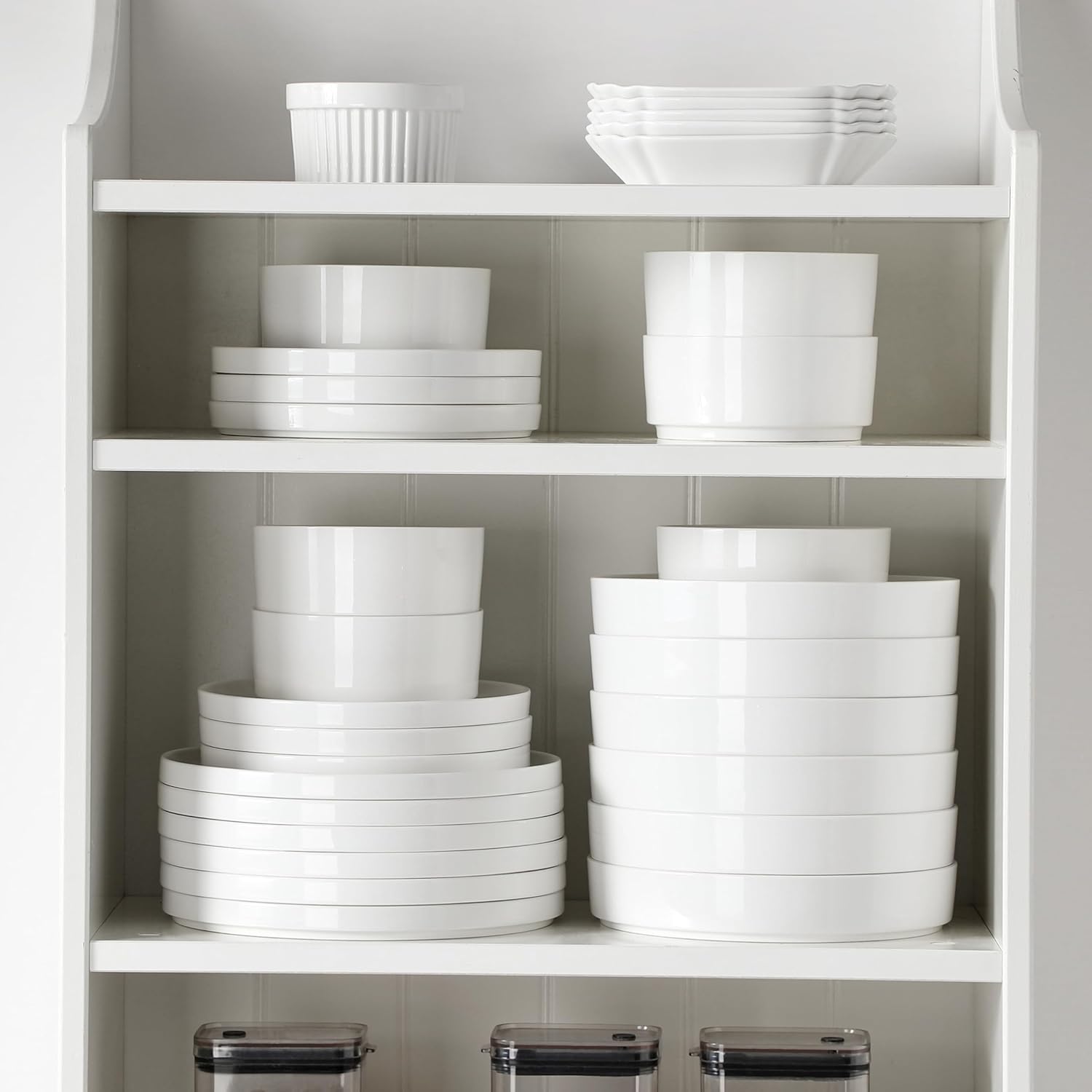 MALACASA 24 Pieces Porcelain Dinnerware Set, Modern White Dish Set for 6, Premium Serving Plates and Bowls Sets, Chip and Scratch Resistant Dishware Sets Kitchen Dishes Dining Ware Set, Series LEAH