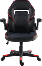 NuSparc SpawnSafe Gaming Chair, Adjustable Height, Flip-up Armrests, 360° Swivel, Black/Red