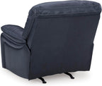 Signature Design By Ashley Leesworth Modern Power Rocker Recliner, USB Port, Gentle Rocking, Top Grain Leather and Matched Leather, 41" W x 41" D x 41" H, Blue
