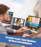 15.6" Laptop Screen Extender  Left Screen 360° Flip Triple Screen Monitor Extender  FHD 1080P IPS Portable Travel Monitor Display  fit for 12–18.5" Laptops  Compatible with Windows and MacBook-S10