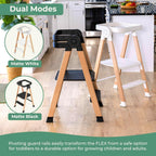 Guidecraft Kitchen Helper Flex Toddler Tower Step Stool for Kids and Adults - White: Adjustable and Foldable Wood Step Stool