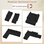 140" Modular Sectional Sofa with 2 Ottomans, Modern Corduroy Cloud Couch with Deep Seat, Boneless Couch Upholstered 4-Seater U-Shaped Sofa for Living Room, No Assembly Required (Black,2 Ottomans)