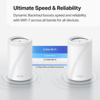 TP-Link Deco 7 Pro BE63 Tri-Band WiFi 7 BE10000 Whole Home Mesh System - 6-Stream 10 Gbps  4x2.5G Ports Wired Backhaul  4X Smart Internal Antennas  VPN  HomeShield  Free Expert Support (3-Pack)