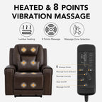 CHITA Electric Power Lift Recliner Chair for Elderly with Massage and Heat, Large Lay Flat Genuine Leather Recliner Chair with Cup Holders, USB Ports, Power Headrest, Independent Backrest, Dark Brown
