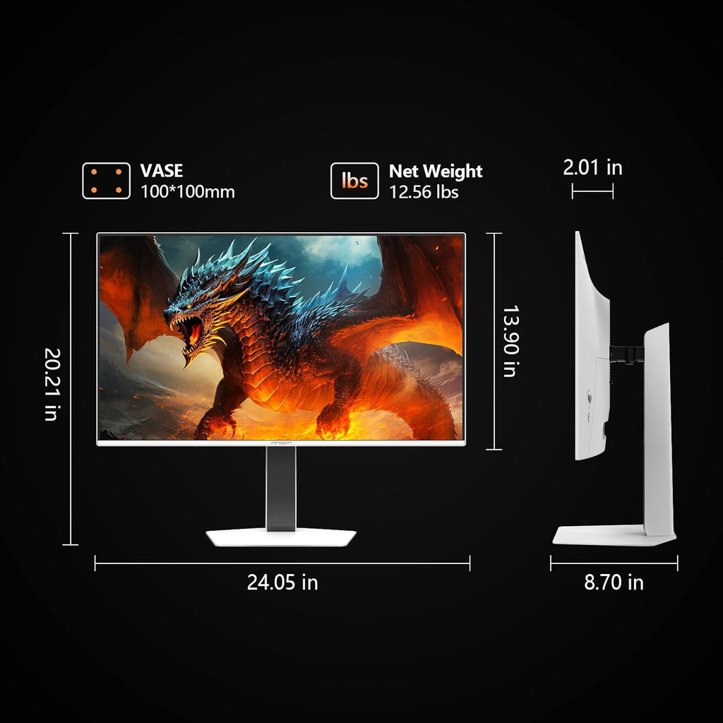 INNOCN 27" OLED 2K QHD 2560 x 1440p 500Hz Gaming Monitor  Gaming Console Ready  VRR  G-SYNC Compatible  HDR 500  0.03ms  FPS/RTS  HDMI 2.1  DP  Speaker  Pivot Adjustable Stand - GA27M1Q