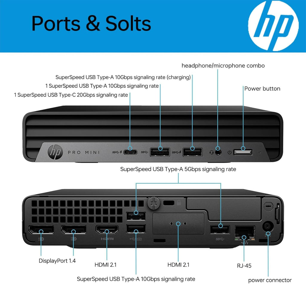 HP Pro 400 G9 Mini PC Desktop Computer  Intel CPU  16GB DDR5 RAM  256GB PCIe SSD  Triple 4K Display Support  USB-C  Ultra-Quiet Design  Bluetooth 5.2  WiFi 6  Keyboard and Mouse  Windows 11 Pro