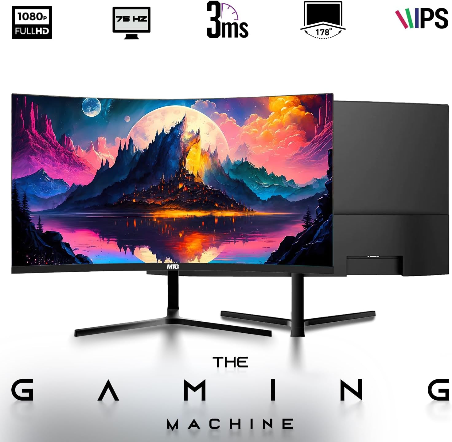 TechMagnet HP G4 Desktop Computer PC AMD Pro A10-9700 R7 8GB RAM 256GB SSD 24 Inch Curved Monitor RGB Speaker RGB Keyboard with AI-Enabled Copilot Key Mouse 2X ARGB Fan WiFi Windows 11 Pro (Renewed)