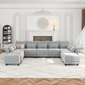 LLappuil 154" Oversized Modular Sectional Sofa with Storage 9 Seat U Shaped Sectional Couches for Living Room with Adjustable Arms Backs, Convertible to L Shape/U Shape/Sleeper Sofa, Grey Chenille