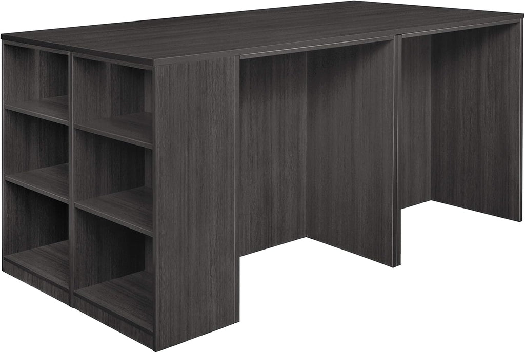 Romig Regency Legacy Stand Up 2 Lateral File/2 Desk Quad with Bookcase End  Ash Grey