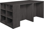 Romig Regency Legacy Stand Up 2 Lateral File/2 Desk Quad with Bookcase End  Ash Grey