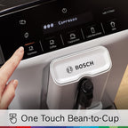 Bosch 300 Series Fully Automatic Espresso and Coffee Machine – One Touch Milk Drinks, Built-In Ceramic Grinder, In-Cup Frother, Easy Clean and Descale, Silver TIU20307