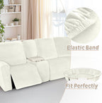 Arfntevss Sectional Recliner Couch Covers Velvet Washable Corner Sectional Sofa Cover for Reclining Stretch Soft Thick L Shape Recliner Slipcover Set (5 Seat with 1 Console Cover, Cream)