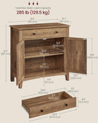 VASAGLE LIRY Collection - Buffet Cabinet, Coffee Bar Cabinet with a Drawer, Adjustable Shelf, Sideboard Storage with Cable Hole, Drawer Divider, Honey Brown UBBK341K01