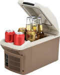 ICEROVER 12V Portable Car Refrigerator Cooler/Warmer 8 Quart (9L) Car Fridge 40~140℉,12 V110V-220V, Electric Compact Camping Cooler Thermoelectric 12V Small Fridge for RV,Camping (Brown)