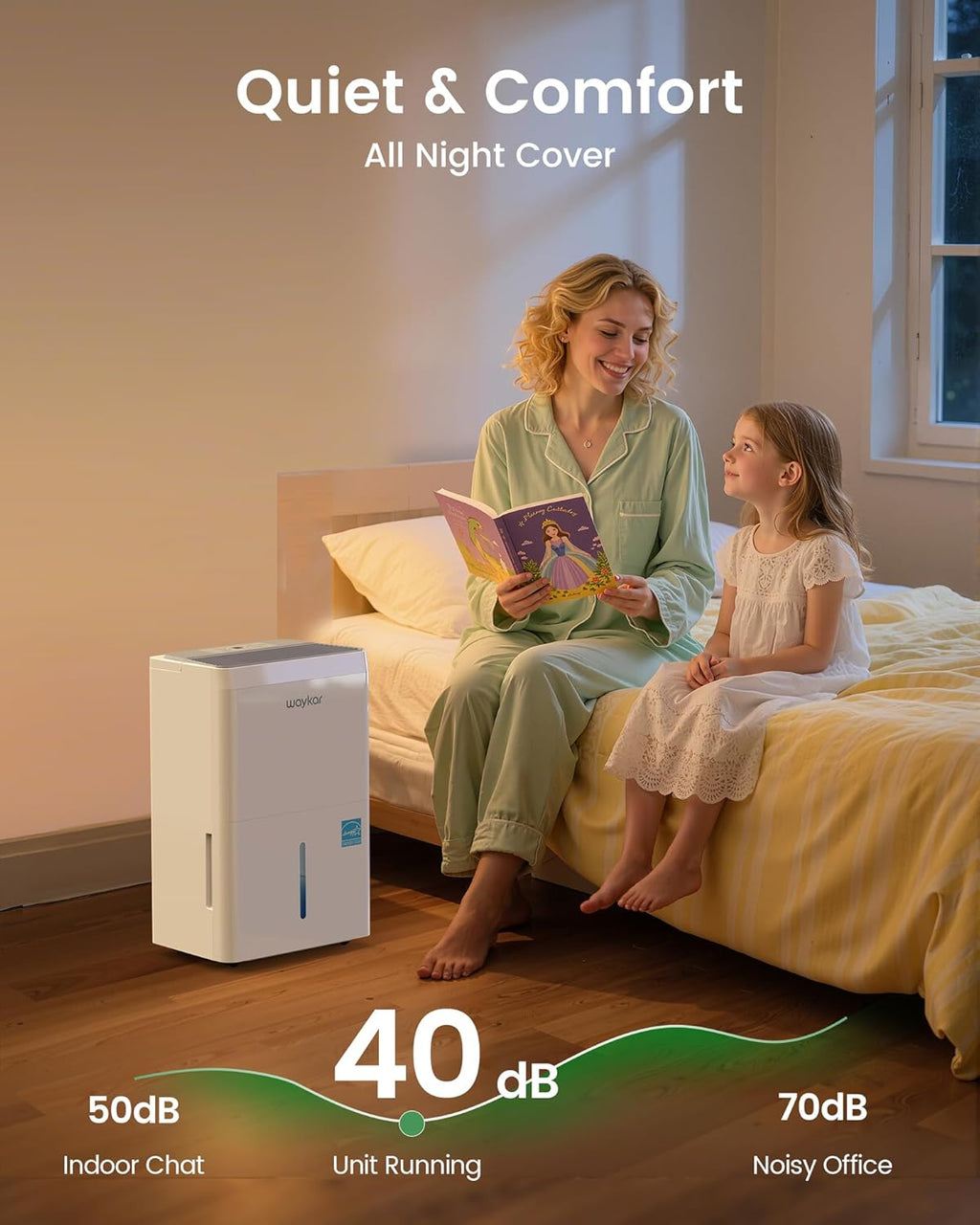 Waykar 5000 Sq.Ft 2025 Energy Star Dehumidifier for Home, Basement, Bedroom, Bathroom, Max 80 Pint/D(Standard 63 Pint/D) with Drain Hose&Water Tank, Ultra Quiet(40 dB), Intelligent Humidity Adjustment