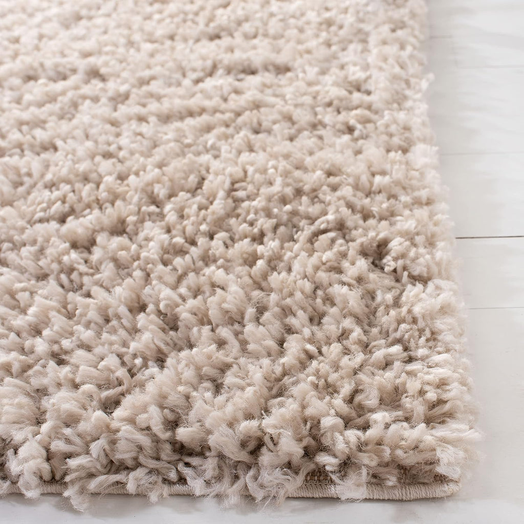 SAFAVIEH August Shag Collection Area Rug - 9' x 12', Beige, Solid Design, Non-Shedding & Easy Care, 1.5-inch Thick Ideal for High Traffic Areas in Living Room, Bedroom (AUG200D)