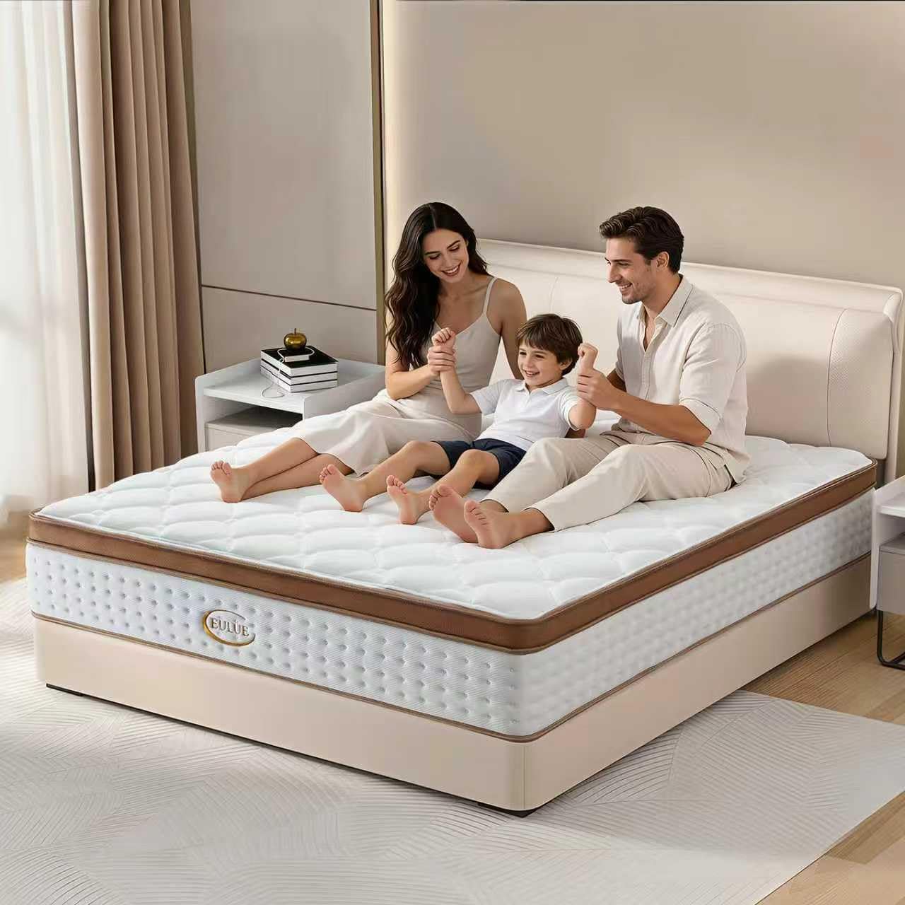 King Size Mattress 14 Inch, Hybrid Memory Foam Mattress in a Box .Medium Firm with Zoned Pocket Coils Support and Motion Isolation Design,CertiPUR-US Certified,80"*76"