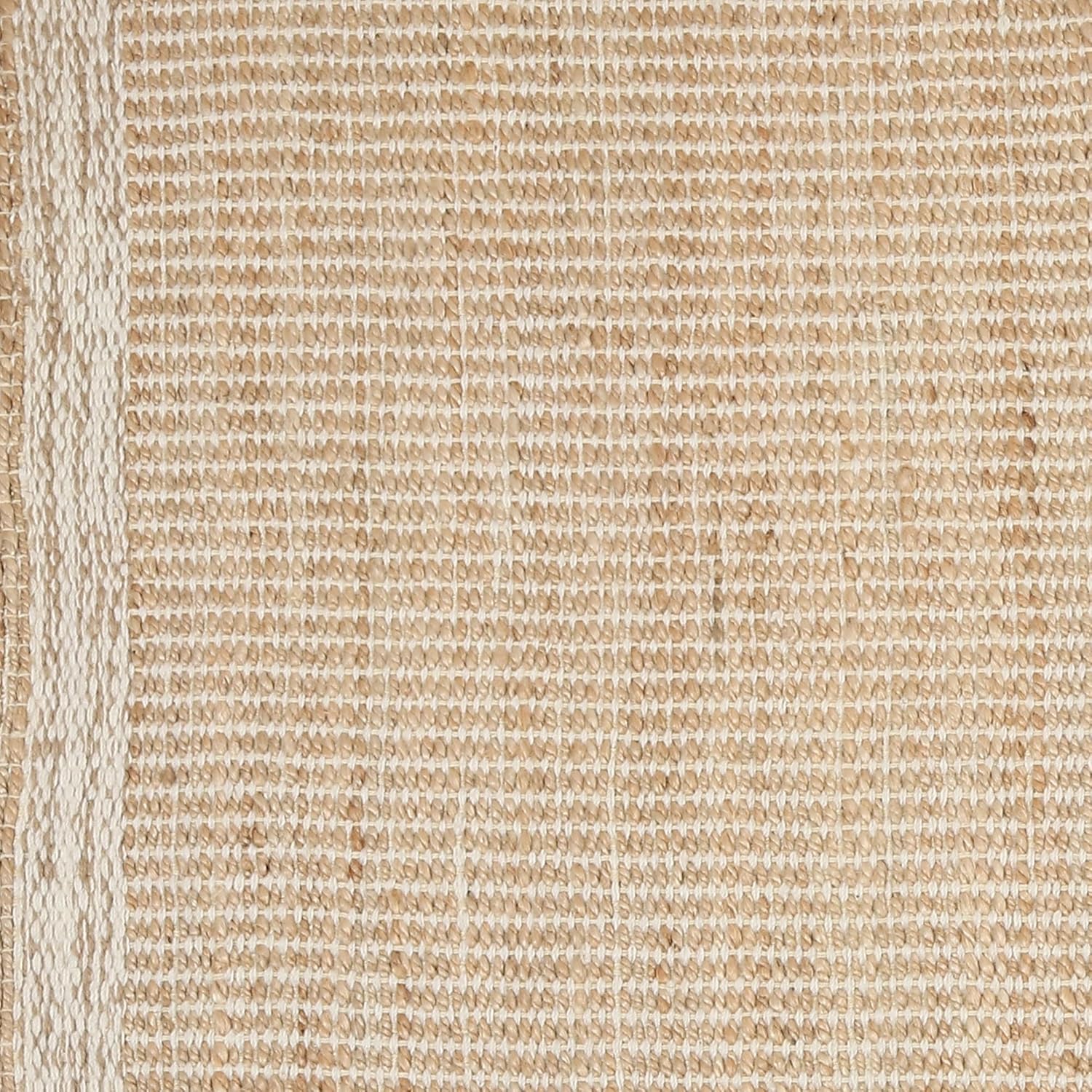 9' x 12' Jute & Wool Mini Check Area Rug with 4-Inch Border Handwoven mini Check Pattern – Living Room, Dining & Bedroom Rug, Neutral Indoor Natural Farmhouse Décor (9' x 12')