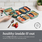 Ceramic Coated Glass Food Storage Containers | No PTFE, PFOA, PFAS, and BPA | Reusable Non Toxic Meal Prep Containers with Glass Lids | Easy To Store | 10 Piece Set Crema