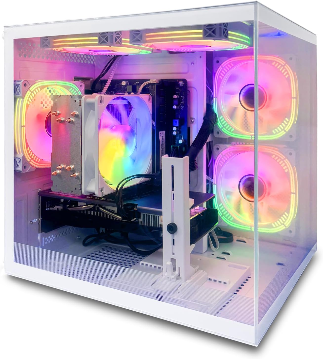 Pre Built Gaming PC Ryzen 5 5500 3.6GHz (6Core 12Threads Up to 4.2G) Radeon RX6500XT 4G DDR4 16G Nvme 512G SSD WiFi 6 Tower Desktop Computer for Home and Office