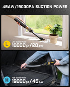Fanttik Slim V10 APEX Cordless Car Vacuum, 4-in-1 Portable Mini Handheld Vac, 19kPa Suction Power, Upgraded Smart Digital Display, 2 Suction Modes for Small Jobs, Car, Office Desk, Keyboards (Black)