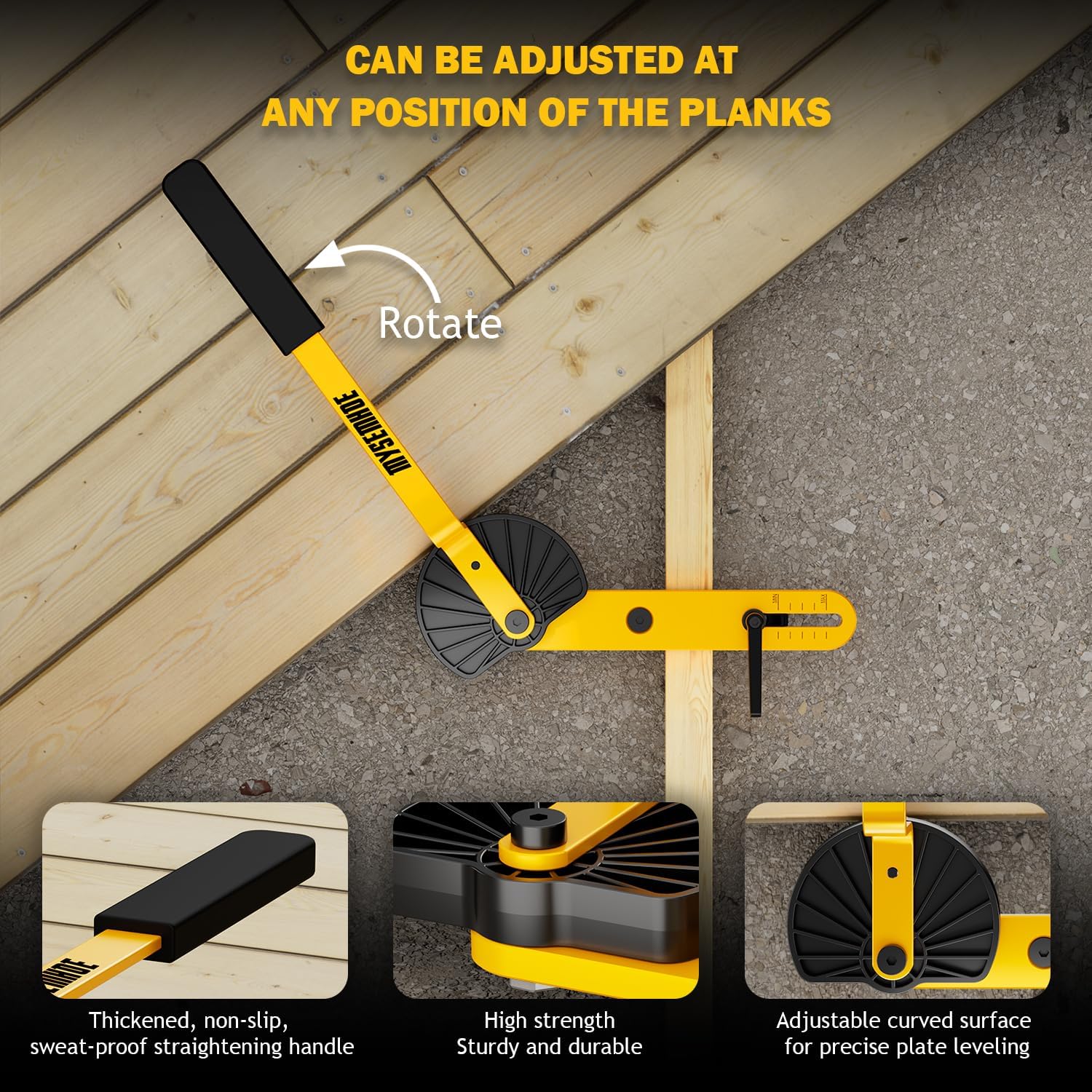 Deck Board Straightener Tool - Heavy Duty Straightener Tool, Quick Install & Foldable Design to Correct Gaps & Misalignment in Seconds, Upgraded