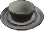 Gibson Soho Lounge Sofia Coupe 12-Piece Stoneware Dinnerware Set, Service for 4 – Grey Plates and Bowls
