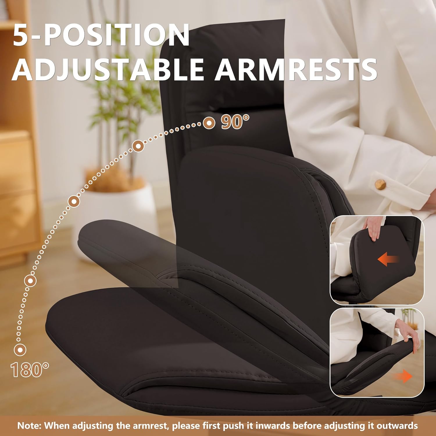 Criss Cross Chair with Flip-Up Arms & Swivel Wheels, Vanity Chair with Adjustable Height & Side Pockets, Comfortable Wide Seat Reclining Computer Office Desk Chairs for Home Office, Make Up, Bed Room