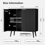 Vrullu Modern Storage Cabinet, Black Sideboard and Buffet Storage, Wood Accent Cabinet for Living Room, Hallway, Entryway, Dining Room (1, Black+Gold)