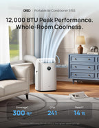 DREO Portable Air Conditioners, 12000 BTU ASHRAE (8000 BTU DOE) Smart AC Unit for Room with Drainage-free Cooling, APP/Voice/Remote, Fan & Dehumidifier, Quiet Standing AC for Bedroom, AC515S, White