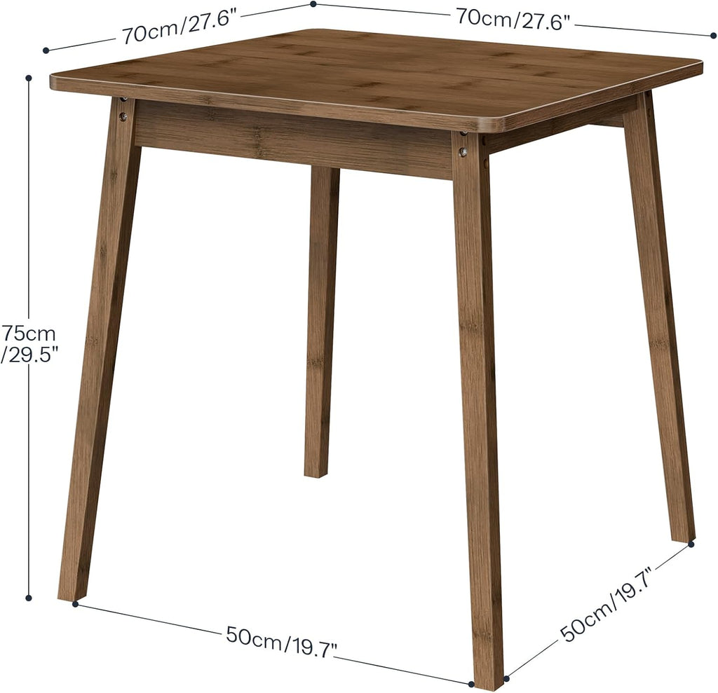 HOOBRO Bamboo Dining Table, Square Dining Table for 2, 27.6" Kitchen Table for Small Space, Writing Table, Easy to Assemble, for Dining Room, Living Room, Office, Kitchen, Apartment, Brown BR70CZ01G1