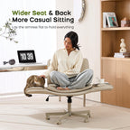 amseatec Criss Cross Chair with Armrests & Wheels, PU Leather Vanity Chair, Comfortable Adjustable Swivel Computer Office Desk Chairs for Home, Make Up, Bed Room (Cream)