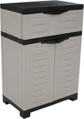 Sunnydaze 34.5" H Resin Garage Storage Cabinet - Garage Cabinet with Adjustable Shelf - Freestanding Utility Storage for Laundry Room, Office, Basement - Gray