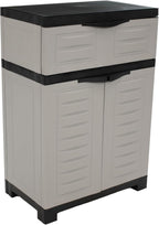 Sunnydaze 34.5" H Resin Garage Storage Cabinet - Garage Cabinet with Adjustable Shelf - Freestanding Utility Storage for Laundry Room, Office, Basement - Gray