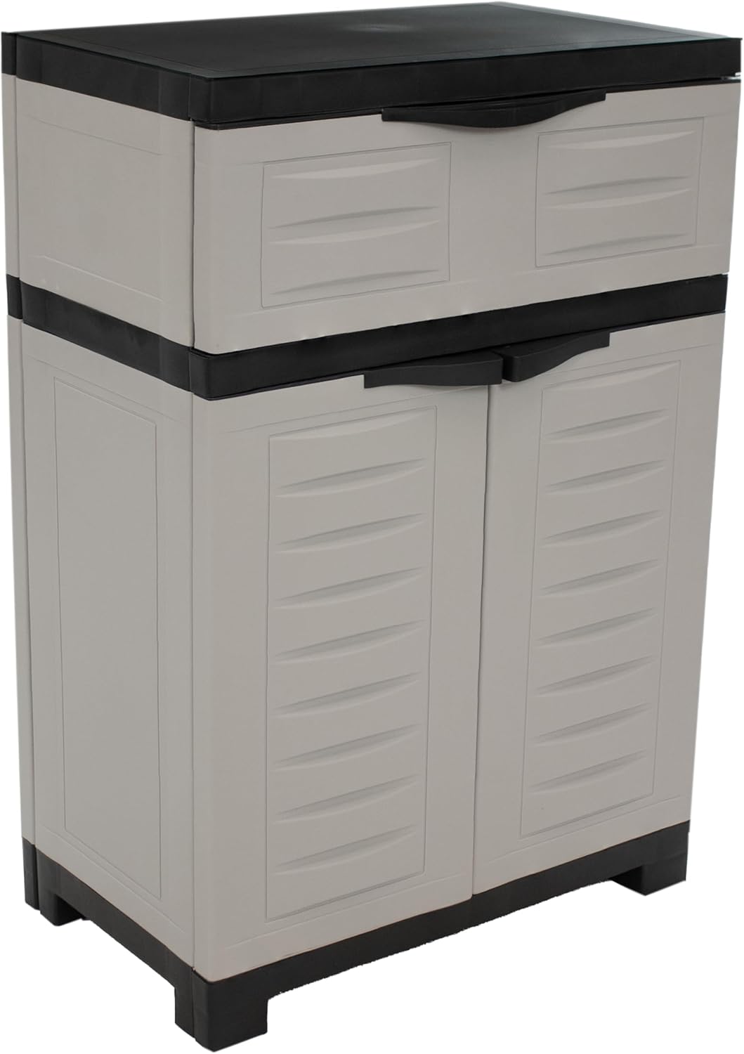 Sunnydaze 34.5" H Resin Garage Storage Cabinet - Garage Cabinet with Adjustable Shelf - Freestanding Utility Storage for Laundry Room, Office, Basement - Gray