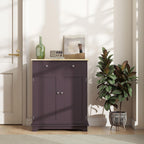 HOMCOM Sideboard Buffet Cabinet with Solid Wood Countertop, Modern Kitchen Storage Cabinet, Coffee Bar Cabinet with 2 Drawers, Doors and Adjustable Shelf, Coffee