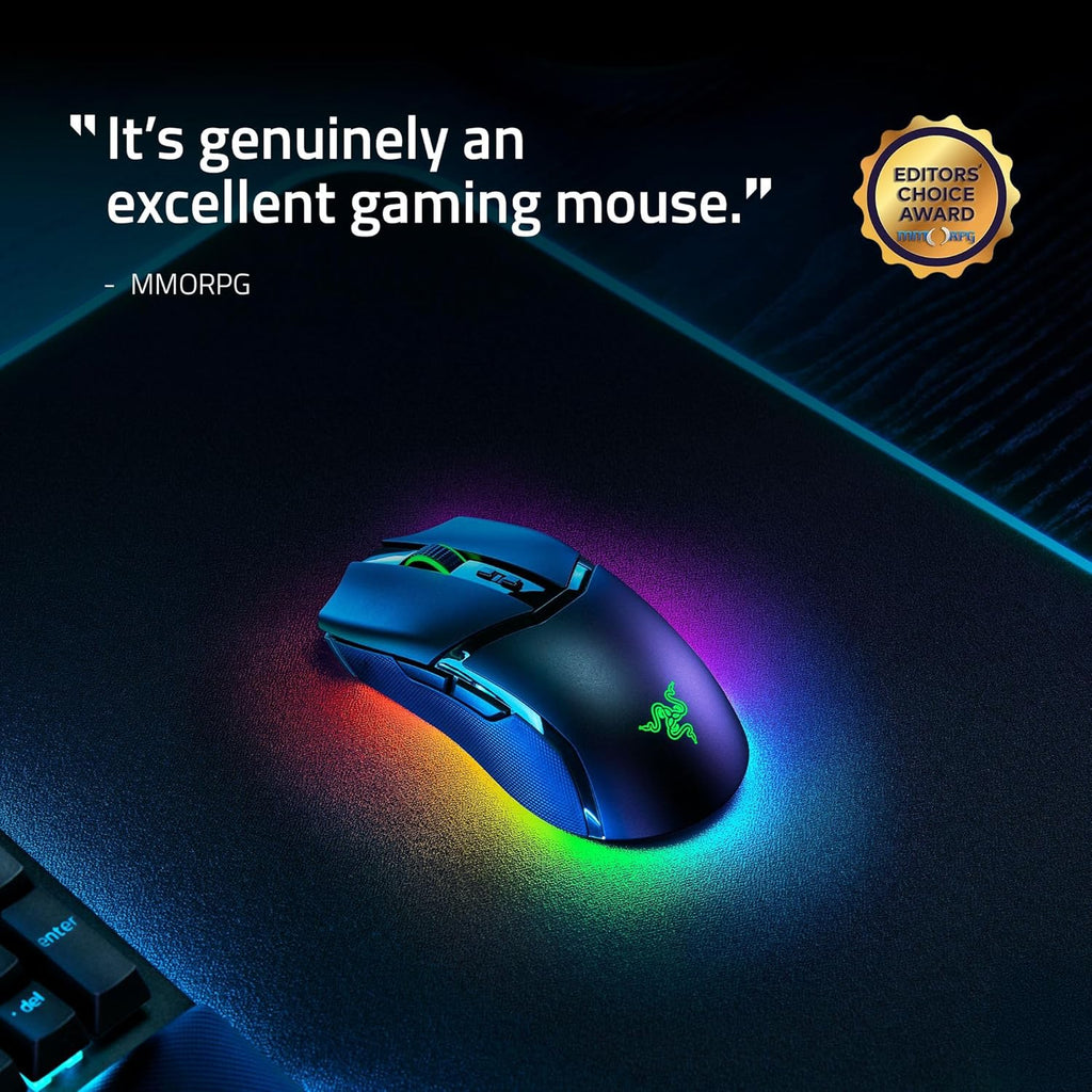Razer Cobra Pro Wireless Gaming Mouse: 10 Customizable Controls - Chroma RGB Lighting - 30K Optical Sensor - Gen-3 Switches - 2.4GHz, Bluetooth & USB Type C - Up to 170 Hr Battery - Black