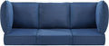 Luxury 24x24x6 Outdoor Couch Cushions Set of 3 - Water-Repellent 8-Piece Cushion Set for Outside Wicker 3-Seat Sofa Loveseat Chair Sectional Patio Conversation Sets - Navy Blue/Classic