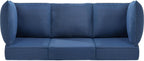 Luxury 24x24x6 Outdoor Couch Cushions Set of 3 - Water-Repellent 8-Piece Cushion Set for Outside Wicker 3-Seat Sofa Loveseat Chair Sectional Patio Conversation Sets - Navy Blue/Classic