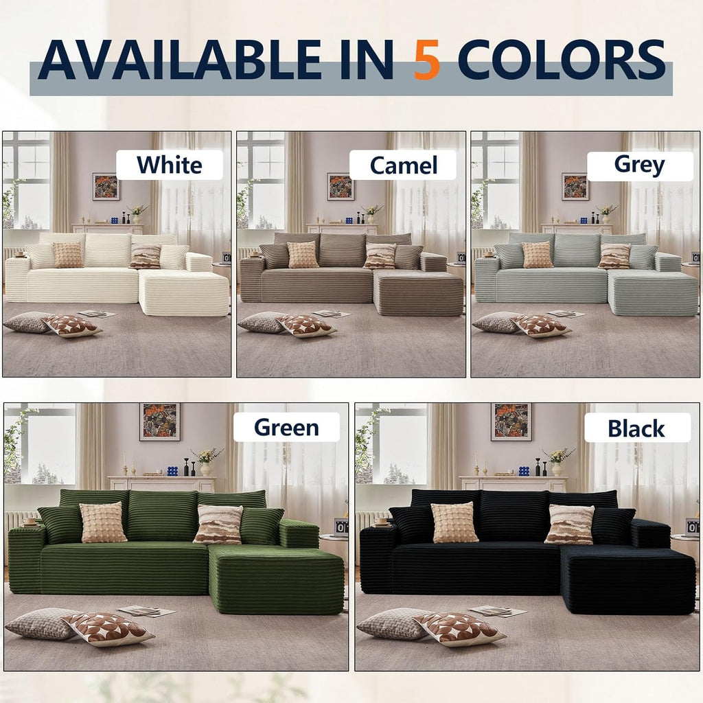 95" Cloud Sectional Couch with L-Shape Chaise, Modern Cloud Couch with Deep Seat, Modular Sectional Couches for Living Room, Apartment, Office, No Assembly Required